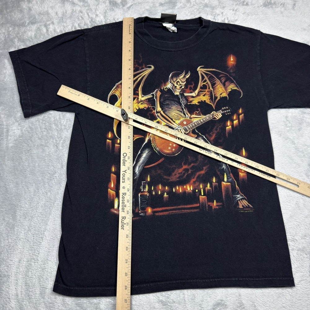 Liquid Blue Shirt Mens Medium Demon Guitar Flames Candles Rock Band 2007 Tee - Picture 8 of 13